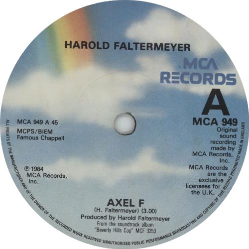 Harold Faltermeyer Axel F 7" vinyl single (7 inch record / 45) UK HFL07AX648258