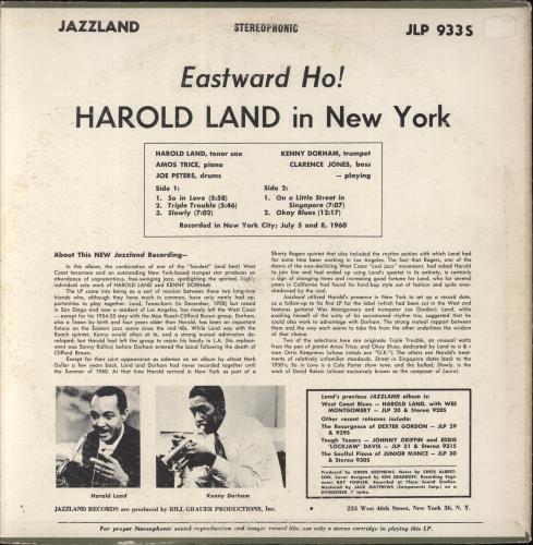 Harold Land Eastward Ho! Harold Land In New York vinyl LP album (LP record) US 1HLLPEA851080