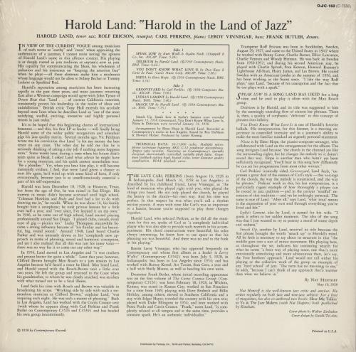 Harold Land Harold In The Land Of Jazz vinyl LP album (LP record) US 1HLLPHA875604