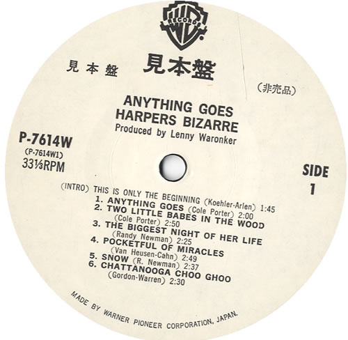 Harpers Bizarre Anything Goes + obi vinyl LP album (LP record) Japanese HPZLPAN563435