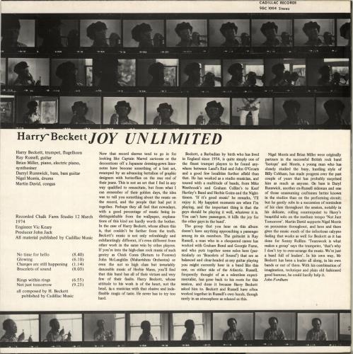 Harry Beckett Joy Unlimited vinyl LP album (LP record) UK HF4LPJO705371