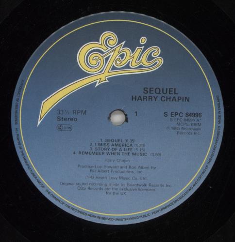 Harry Chapin Sequel vinyl LP album (LP record) UK HCHLPSE289832