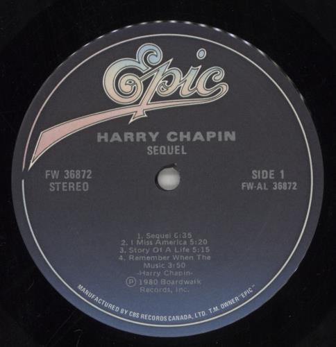 Harry Chapin Sequel vinyl LP album (LP record) Canadian HCHLPSE862009