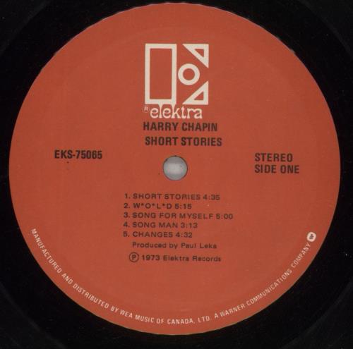 Harry Chapin Short Stories vinyl LP album (LP record) Canadian HCHLPSH750659