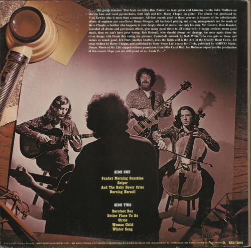 Harry Chapin Sniper And Other Love Songs vinyl LP album (LP record) Canadian HCHLPSN873704