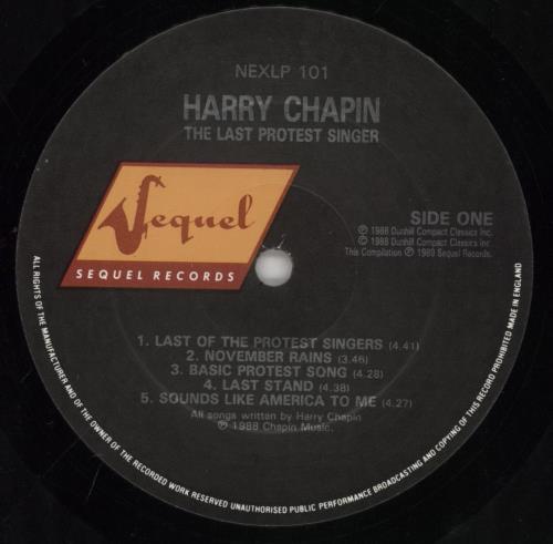 Harry Chapin The Last Protest Singer vinyl LP album (LP record) UK HCHLPTH621066
