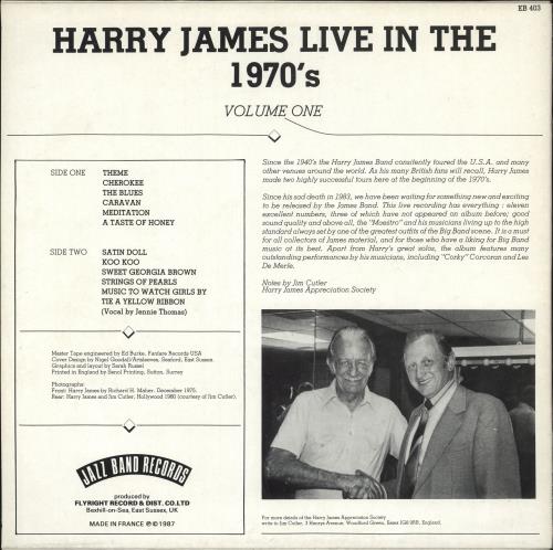 Harry James Live In The 1970's vinyl LP album (LP record) French HJALPLI723174