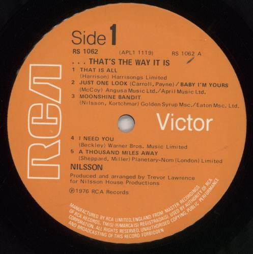 Harry Nilsson ... That's The Way It Is vinyl LP album (LP record) UK HNLLPTH161237