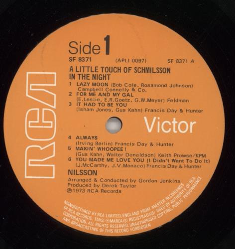 Harry Nilsson A Little Touch Of Schmilsson In The Night vinyl LP album (LP record) UK HNLLPAL283142