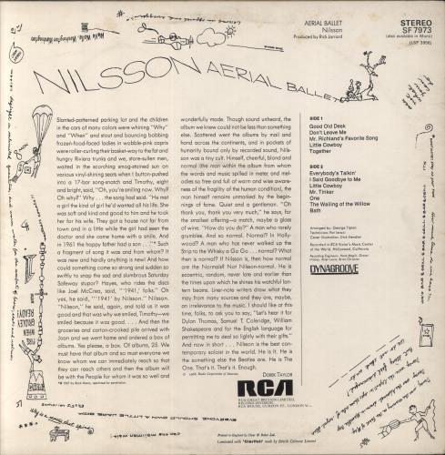 Harry Nilsson Aerial Ballet - 3rd Issue/ Matt Sleeve vinyl LP album (LP record) UK HNLLPAE509736
