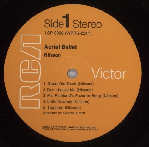 Harry Nilsson Aerial Ballet vinyl LP album (LP record) US HNLLPAE873414