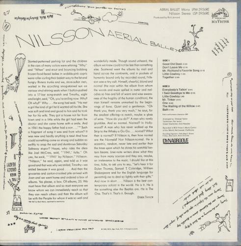 Harry Nilsson Aerial Ballet vinyl LP album (LP record) US HNLLPAE873414