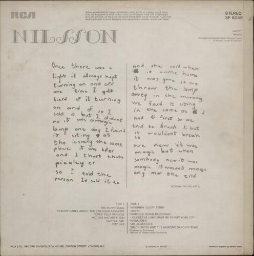 Harry Nilsson Harry - 1st - F/L vinyl LP album (LP record) UK HNLLPHA63526