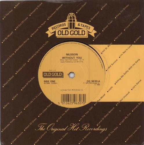 Harry Nilsson Without You 7" vinyl single (7 inch record / 45) UK HNL07WI784455