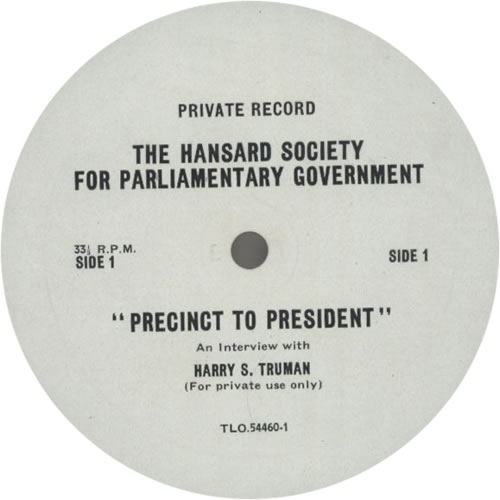 Harry S. Truman Precinct To President vinyl LP album (LP record) US H04LPPR623593