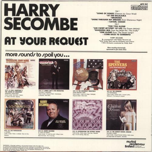 Harry Secombe At Your Request vinyl LP album (LP record) UK H.SLPAT701028
