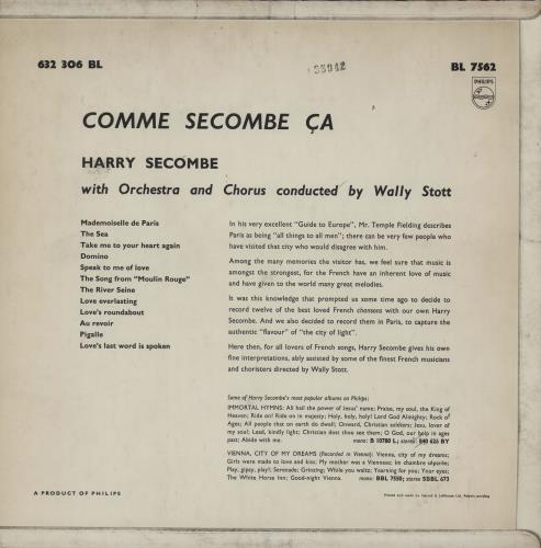 Harry Secombe Comme Secombe Ca vinyl LP album (LP record) UK H.SLPCO759849