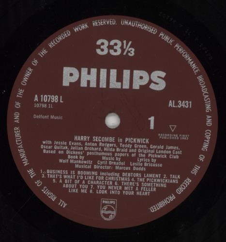 Harry Secombe Pickwick vinyl LP album (LP record) UK H.SLPPI252112