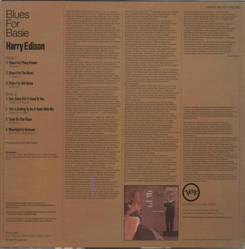 Harry 'Sweets' Edison Blues For Basie vinyl LP album (LP record) UK ED0LPBL493451