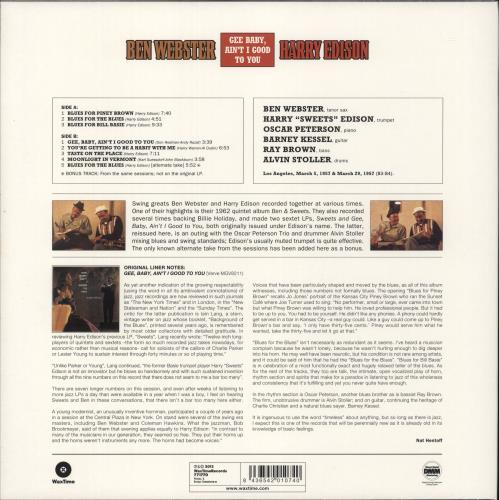 Harry 'Sweets' Edison Gee, Baby Ain't I Good To You - 180gm vinyl LP album (LP record) UK ED0LPGE864544