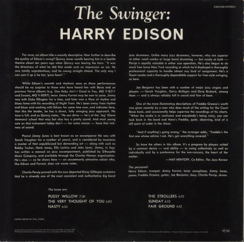Harry 'Sweets' Edison The Swinger vinyl LP album (LP record) German ED0LPTH504686