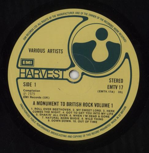 Harvest Label A Monument To British Rock vinyl LP album (LP record) UK HRVLPAM393360