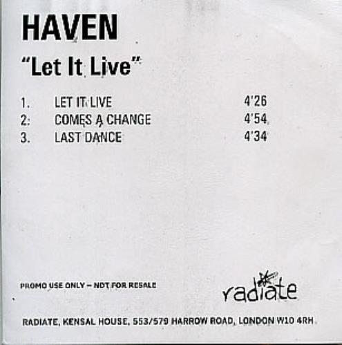 Haven Let It Live CD-R acetate UK HVNCRLE199314