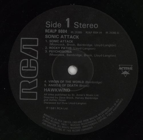 Hawkwind Sonic Attack  + stickered sleeve vinyl LP album (LP record) UK HWKLPSO794636