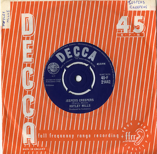 Hayley Mills Jeepers Creepers 7" vinyl single (7 inch record / 45) UK HM.07JE622198