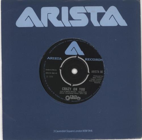 Heart Crazy On You 7" vinyl single (7 inch record / 45) UK HEA07CR141065