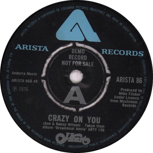 Heart Crazy On You 7" vinyl single (7 inch record / 45) UK HEA07CR141066