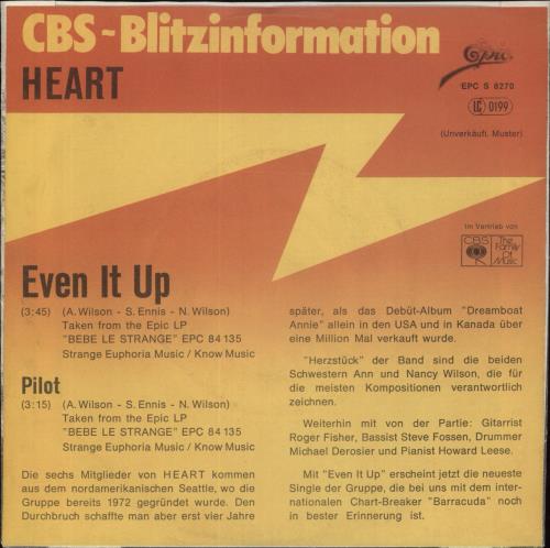 Heart Even It Up 7" vinyl single (7 inch record / 45) German HEA07EV855360