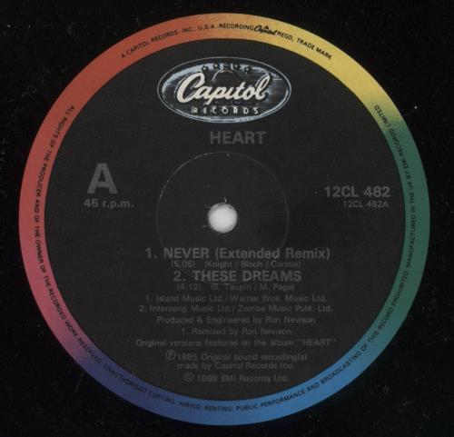 Heart Never / These Dreams 12" vinyl single (12 inch record / Maxi-single) UK HEA12NE24083