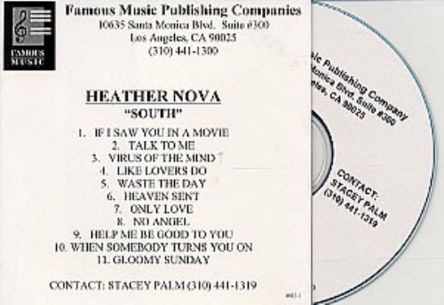Heather Nova South CD-R acetate US HNVCRSO251362