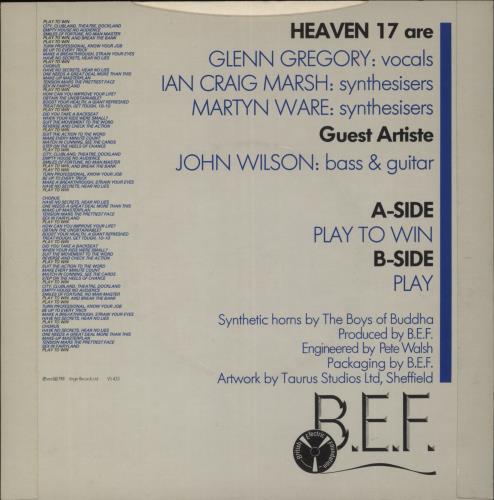 Heaven 17 Play To Win 7" vinyl single (7 inch record / 45) UK H1707PL171921