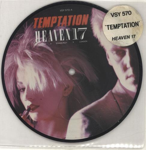 Heaven 17 Temptation - Stickered 7" vinyl picture disc (7 inch picture disc single) UK H177PTE16698