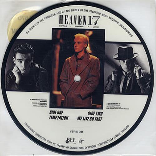 Heaven 17 Temptation - Stickered 7" vinyl picture disc (7 inch picture disc single) UK H177PTE16698