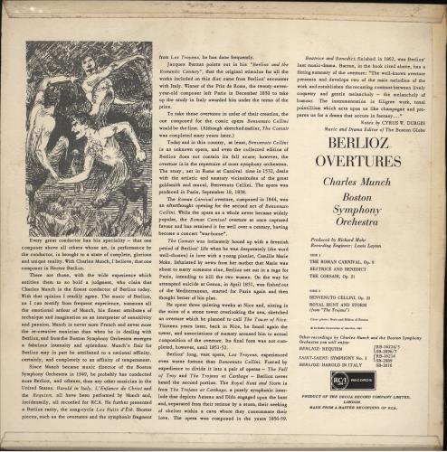 Hector Berlioz Berlioz Overtures vinyl LP album (LP record) UK B76LPBE777531