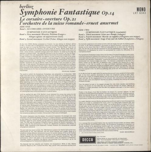 Hector Berlioz Berlioz: Symphonie Fantastique / Le Corsaire - Overture vinyl LP album (LP record) UK B76LPBE860512