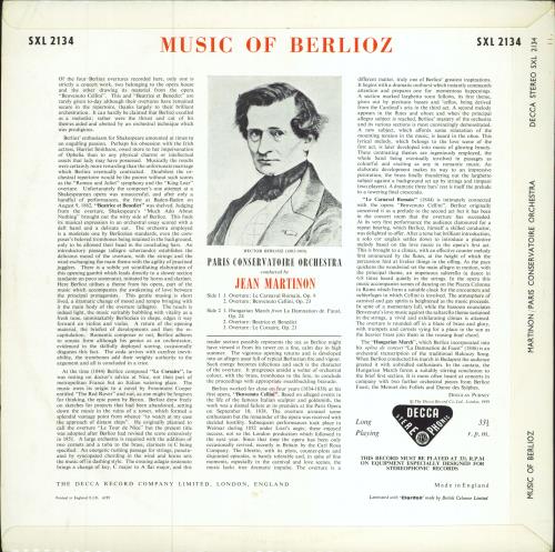 Hector Berlioz Music Of Berlioz vinyl LP album (LP record) UK B76LPMU782541