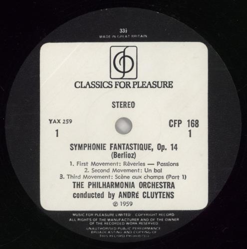 Hector Berlioz Symphonie Fantastique vinyl LP album (LP record) UK B76LPSY689721
