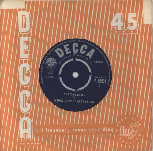 Hedgehoppers Anonymous Don't Push Me 7" vinyl single (7 inch record / 45) UK 0E507DO851379