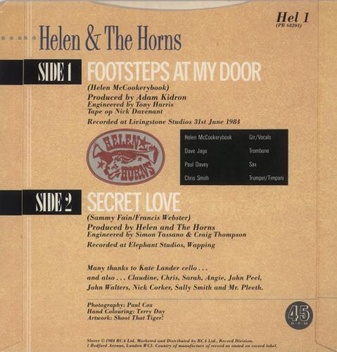 Helen & The Horns Footsteps At My Door 7" vinyl single (7 inch record / 45) UK H&H07FO116435