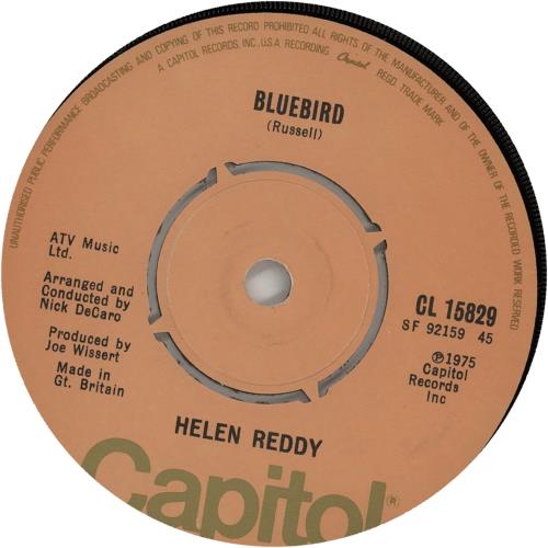Helen Reddy Bluebird 7" vinyl single (7 inch record / 45) UK HRE07BL511921