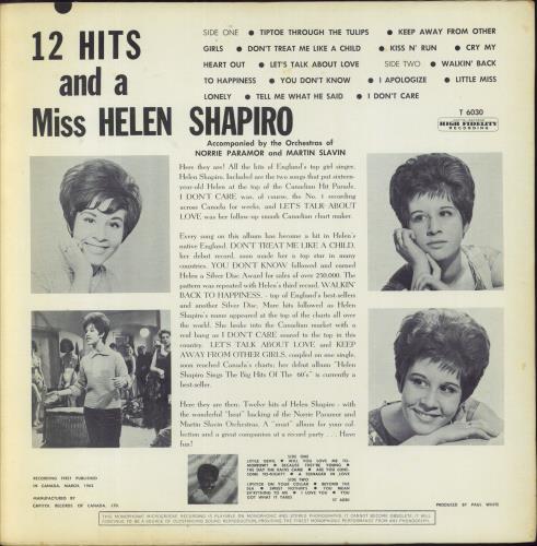 Helen Shapiro 12 Hits And A Miss vinyl LP album (LP record) Canadian HESLPHI833038