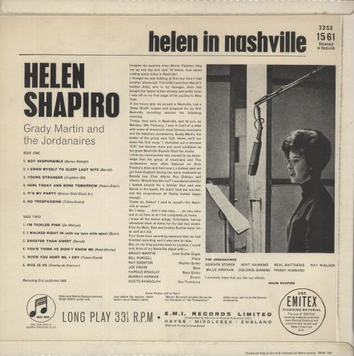 Helen Shapiro Helen In Nashville vinyl LP album (LP record) UK HESLPHE534673