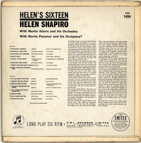 Helen Shapiro Helen's Sixteen - 1st vinyl LP album (LP record) UK HESLPHE531765