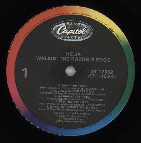 Helix Walkin' The Razor's Edge vinyl LP album (LP record) US HLXLPWA674445