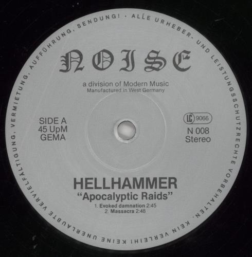 Hellhammer Apocalyptic Raids - 4th vinyl LP album (LP record) German 0EWLPAP860119