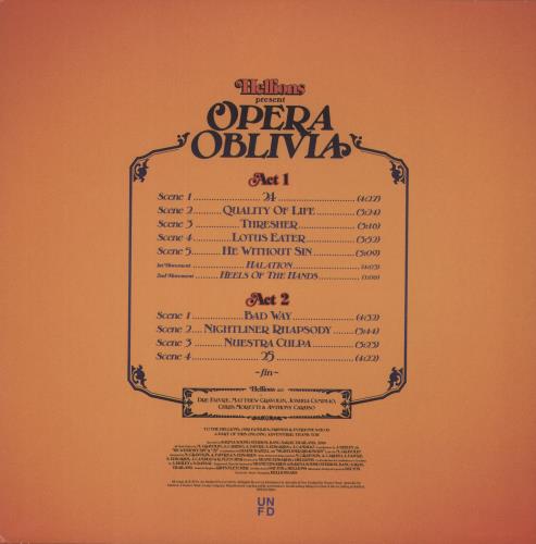 Hellions Opera Oblivia - Orange Vinyl vinyl LP album (LP record) Australian 9ZOLPOP873395
